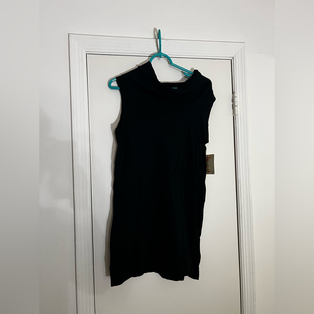 Black mini dress with cowl neck and ruching details
Size Large
Brand New